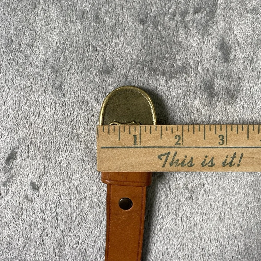 Vintage Polo Ralph Lauren Belt‎ Mens Size 36 Brown Leather Brass Pony Buckle 70s
